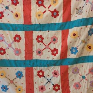 Boho folk flower handmade quilt